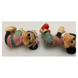 Vintage Mid Century Disney Mickey And Minnie Mouse Pancil Huggers/Straw Toppers Rubber With Clip On hands