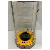 Vintage 27" x 12" NIKON Camera Rotating Display Case (Needs Work) Would Be Great For Redline Hot Wheels