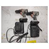 (2) Porter Cable 20v Drills, (2) Ex...