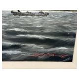 R. Schiebel 1999 Framed Painting of Ducks in Flight