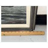 R. Schiebel 1999 Framed Painting of Ducks in Flight