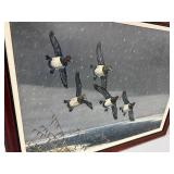 Framed Artwork by R. Schiebel - Ducks in Winter Landscape 2002