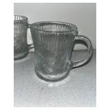 Set of 10 Glass Mugs and 5 Glass Bowls with Floral Pattern