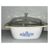 Vintage Cookware Collection: Corning Ware Dutch Oven, Pyrex Divided Dish, Bundt Pan, Pampered Chef Mixing Bowl