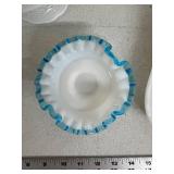 Group of 8 Vintage Milk Glass and Art Glass Bowls, Dishes, and Candle Holders
