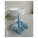 Group of 8 Vintage Milk Glass and Art Glass Bowls, Dishes, and Candle Holders