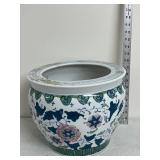 Large Porcelain Fish Bowl Planter with Floral Design