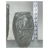 Set of 3 Decorative Clear Glass Vases with Embroidered Table Runner