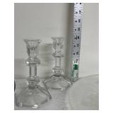 Glass Serving Platter and Candlestick Collection