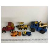 Collection of Vintage Tonka and Buddy L Toy Trucks and Construction Vehicles