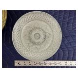 Pressed Glass Dinnerware Set with Cups, Plates, and Cake Stand