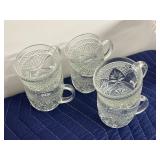 Pressed Glass Dinnerware Set with Cups, Plates, and Cake Stand