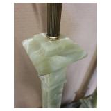 Pair of Tall Vintage Green Onyx Table Lamps, 37 Inches