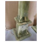 Pair of Tall Vintage Green Onyx Table Lamps, 37 Inches