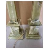 Pair of Tall Vintage Green Onyx Table Lamps, 37 Inches