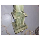 Pair of Tall Vintage Green Onyx Table Lamps, 37 Inches