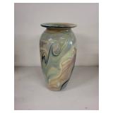 Handblown Swirled Art Glass Vase Signed Fabi 1991