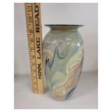 Handblown Swirled Art Glass Vase Signed Fabi 1991