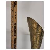Vintage Brass Etched Vase Pitcher with Long Handle - 22 Inch