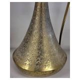 Vintage Brass Etched Vase Pitcher with Long Handle - 22 Inch