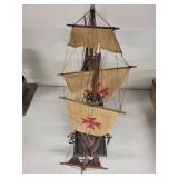 Vintage Model Ship Spanish Caravelle XV Century 23in