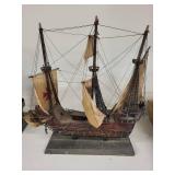 Vintage Model Ship Spanish Caravelle XV Century 23in