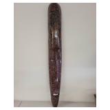 Carved Wood Wall Mask with Tribal Motif, 40 Inches
