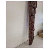 Carved Wood Wall Mask with Tribal Motif, 40 Inches