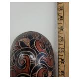 Carved Wood Wall Mask with Tribal Motif, 40 Inches