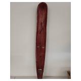 Carved Wood Wall Mask with Tribal Motif, 40 Inches