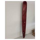 Carved Wood Wall Mask with Tribal Motif, 40 Inches
