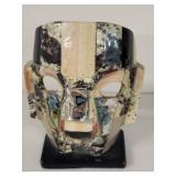 Small Inlaid Stone Mayan Style Mask on Stand