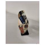 Small Inlaid Stone Mayan Style Mask on Stand