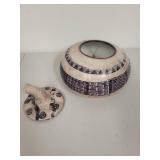Handcrafted Pottery Lidded Jar with Geometric and Textured Patterns