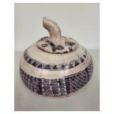 Handcrafted Pottery Lidded Jar with Geometric and Textured Patterns