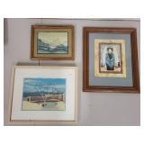 Set of 3 Framed Southwestern and Geisha Artwork Prints