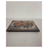 Buffalo Motif Ceramic Art Tile Wall Hanging Plaque 11x8 Inches