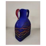 Artisan Blenko Style Cobalt Blue Glass Vase with Dual Handles