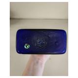 Artisan Blenko Style Cobalt Blue Glass Vase with Dual Handles