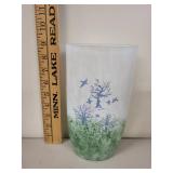 Decorative Glass Vase with Tree and Bird Design