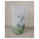 Decorative Glass Vase with Tree and Bird Design