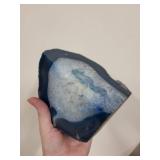 Blue Agate Crystal Geode Tealight Candle Holder from Brazil