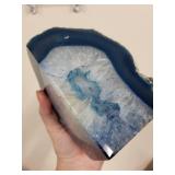 Blue Agate Crystal Geode Tealight Candle Holder from Brazil