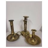 Collection of 3 Vintage Brass Chamber Candlesticks
