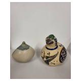 Set of 2 Bird-Shaped Pottery Figures, Handcrafted and Painted