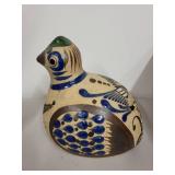 Set of 2 Bird-Shaped Pottery Figures, Handcrafted and Painted