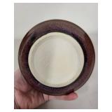 Handcrafted Blue and Brown Glazed Pottery Vase, 5 Inch Diameter