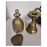Collection of 5 Vintage Brass and Bronze Bells with Ornamental Designs