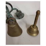 Collection of 5 Vintage Brass and Bronze Bells with Ornamental Designs