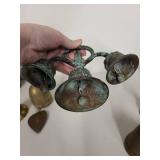 Collection of 5 Vintage Brass and Bronze Bells with Ornamental Designs